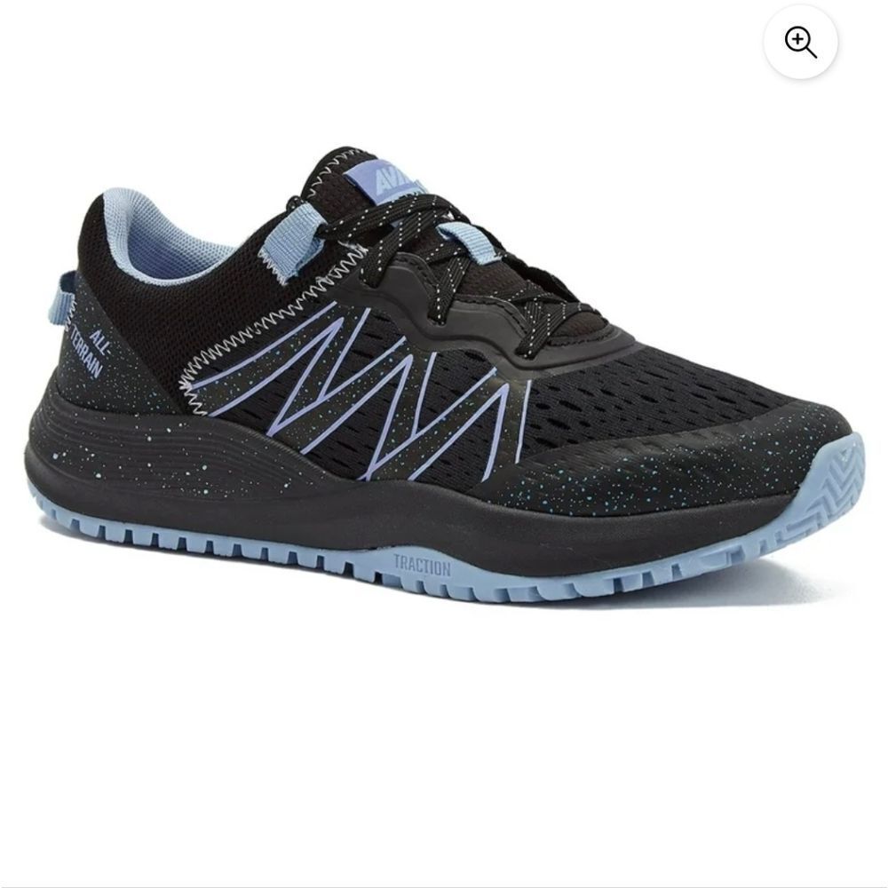 Avia Women's 6W 6 Wide Black Sneakers with Purple Highlights - NEW
